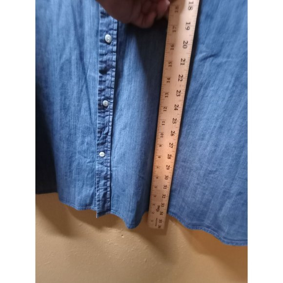 NWT Mutual Weave light weight blue short sleeve full button down collared shirt - Picture 6 of 7